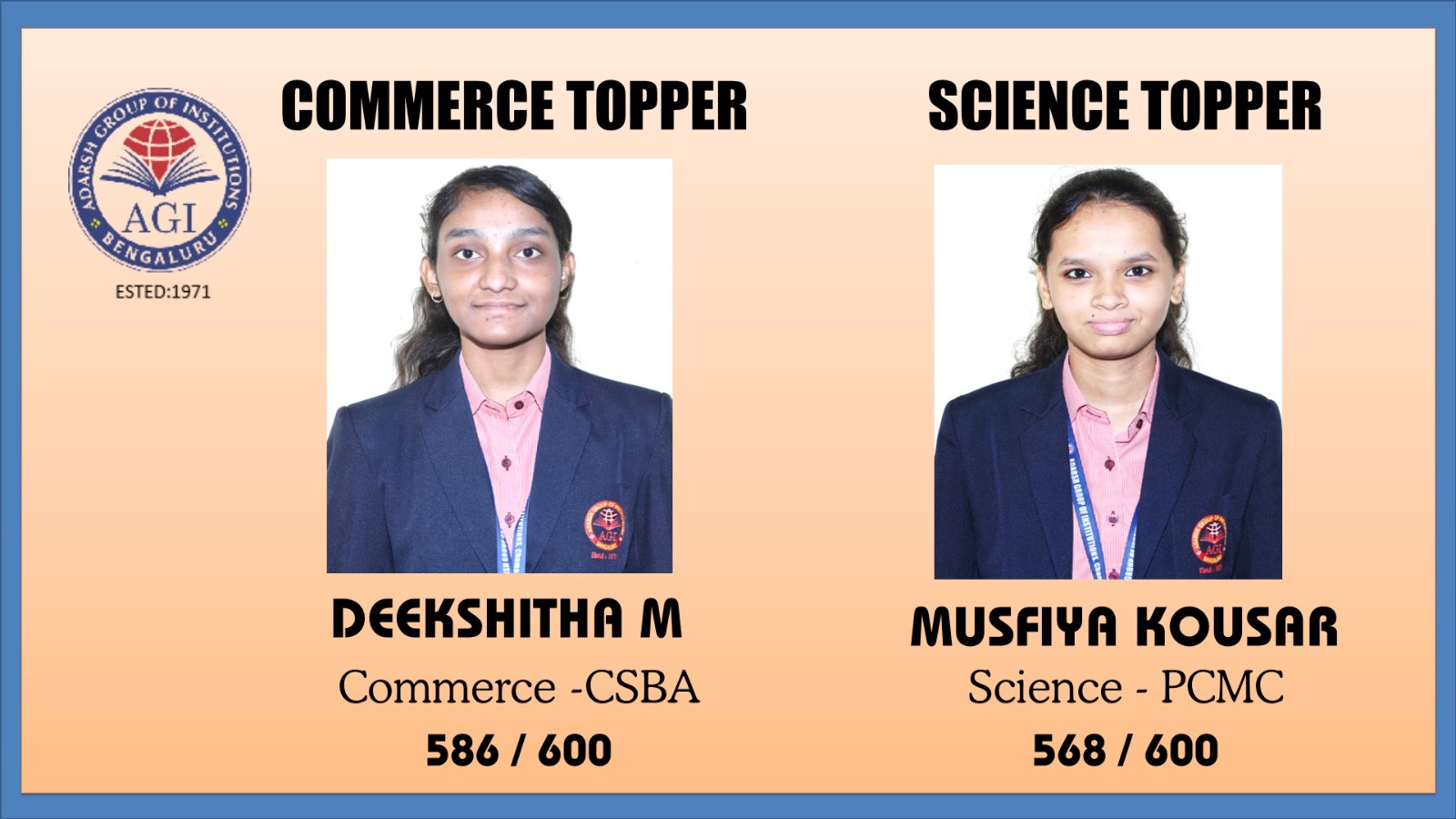 2nd pu toppers adarsh college